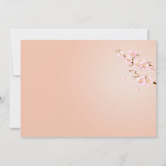 タキシード及びガウンの桜のカップルのブライダルシャワー 招待状 (裏面)