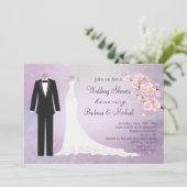 タキシード及びガウンの桜のカップルのブライダルシャワー 招待状 (スタンド正面)