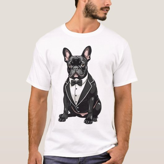 タキシード姿のフレンチブルドッグ Tシャツ (正面)