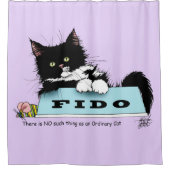 タキシード子天犬の丼 シャワーカーテン (正面)