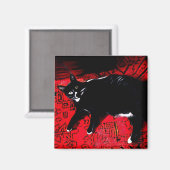 タキシード子猫オンレッドラグマグネット マグネット (正面/裏面)