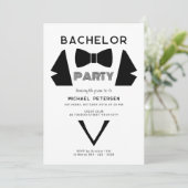 タキシード弓タイモダンバチュラーパーティ 招待状 (スタンド正面)