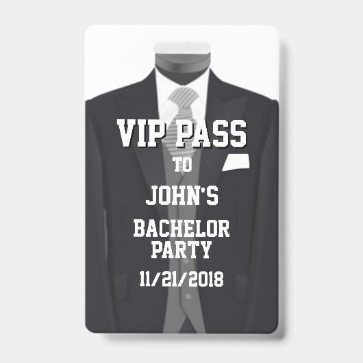 タキシード独身パーティーVIPバッジ バッジ (正面)