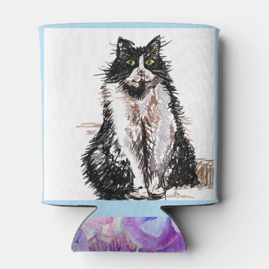 タキシード猫ありがとう白黒猫 缶クーラー (裏面)