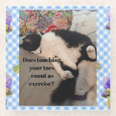 タキシード猫おもしろい引用文白黒猫ガールズ ガラスコースター (正面)