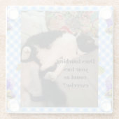 タキシード猫おもしろい引用文白黒猫ガールズ ガラスコースター (裏面)