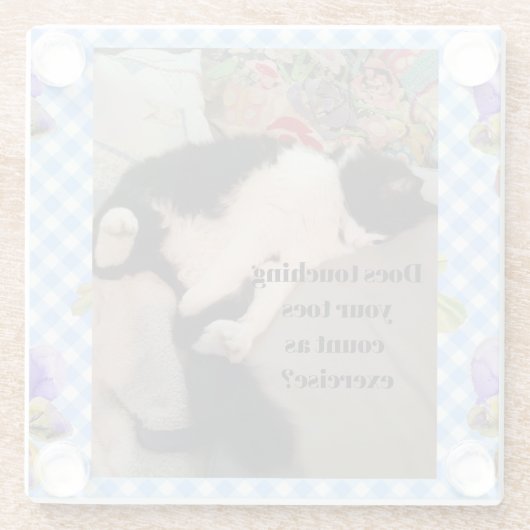 タキシード猫おもしろい引用文白黒猫ガールズ ガラスコースター (裏面)