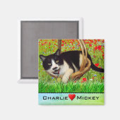 タキシード猫かご冷蔵庫用マグネット マグネット (正面/裏面)