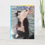 タキシード猫かわいいおもしろいハッピーダンス猫カード カード (正面)