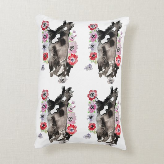 タキシード猫かわいいかわいらし花猫水色 アクセントクッション (裏面(縦))