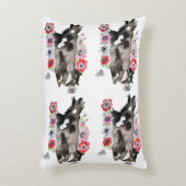 タキシード猫かわいいかわいらし花猫水色 アクセントクッション (正面(垂直))