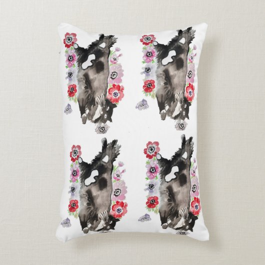 タキシード猫かわいいかわいらし花猫水色 アクセントクッション (正面(垂直))