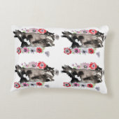 タキシード猫かわいいかわいらし花猫水色 アクセントクッション (裏面)