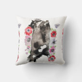 タキシード猫かわいいかわいらし花猫水色 クッション (裏面)