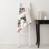 タキシード猫かわいいかわいらし花猫水色 シェルパブランケット (インサイチュ)