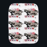 タキシード猫かわいいかわいらし花猫水色 バープクロス<br><div class="desc">タキシード猫かわいいかわいらし花猫デザイン。私のオリジナル写真から設計され、すべての猫好きに必須!.</div>