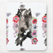 タキシード猫かわいいかわいらし花猫水色 マウスパッド (正面)