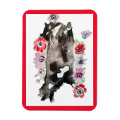 タキシード猫かわいいかわいらし花猫水色 マグネット (縦)