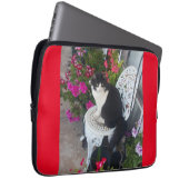 タキシード猫かわいいかわいらし花猫誕生日カード ラップトップスリーブ (正面右)