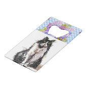 タキシード猫かわいいスケッチ白黒の猫 クレジットカード栓抜き (裏面アングル)