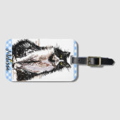 タキシード猫かわいいスケッチ白黒猫ガールズ ラゲッジタグ (正面横)