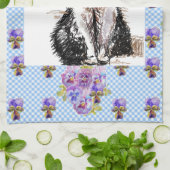 タキシード猫かわいいスケッチ白黒猫 キッチンタオル (折り畳み)