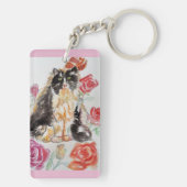 タキシード猫かわいいバラ花猫名バラ キーホルダー (裏面)