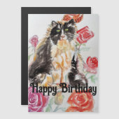 タキシード猫かわいいバラ花猫水彩バラ (正面/裏面)