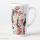タキシード猫かわいいバラ花猫水彩バラ カフェラテマグ (右)