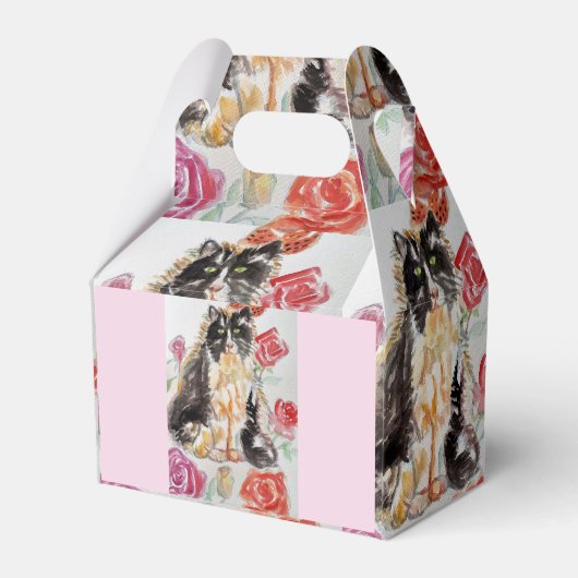 タキシード猫かわいいバラ花猫水彩バラ フェイバーボックス (裏面サイド)