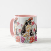 タキシード猫かわいいバラ花猫水彩バラ マグカップ (正面左)