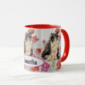 タキシード猫かわいいバラ花猫水彩バラ マグカップ (正面右)