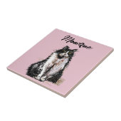 タキシード猫かわいい猫たち白黒パステルピンク タイル (側面)