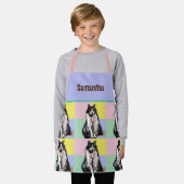 タキシード猫かわいい猫たち白黒パステルレインボー エプロン (着用した状態)