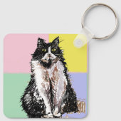 タキシード猫かわいい猫たち白黒パステルレインボー キーホルダー (裏面)