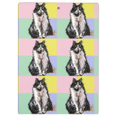 タキシード猫かわいい猫たち白黒パステルレインボー クリップボード (裏面)