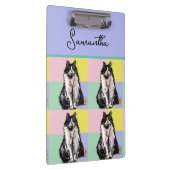 タキシード猫かわいい猫たち白黒パステルレインボー クリップボード (右)