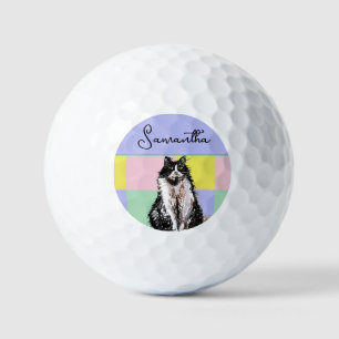 タキシード猫かわいい猫たち白黒パステルレインボー ゴルフボール