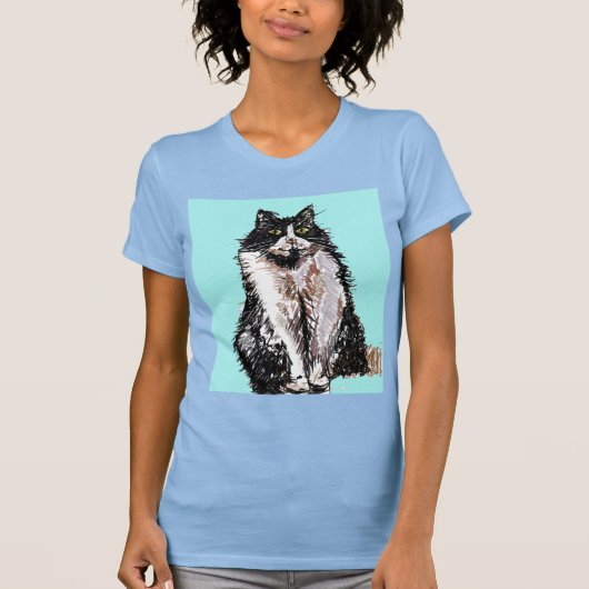 タキシード猫かわいい白黒ペットTシャツ Tシャツ (正面)