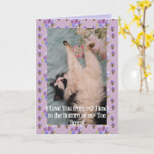 タキシード猫かわいい私は豆指カードあなたを愛する カード (黄色い花)