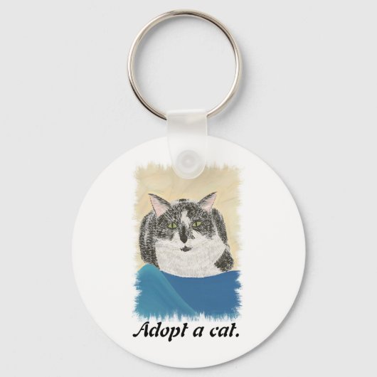 タキシード猫が猫プロモーションキーチェーンを採用 キーホルダー (正面)