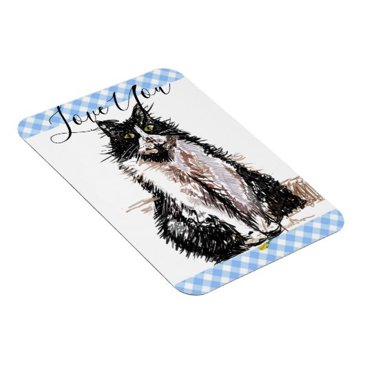 タキシード猫が黒猫と白猫を愛する マグネット (右側)