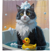 タキシード猫ずさんねむかわいいおもしろい シャワーカーテン (正面)