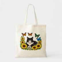 タキシード猫とひまわりのリースの肖像画