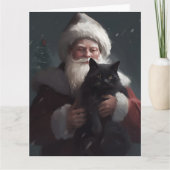 タキシード猫とサンタクロースのクリスマス カード (正面)