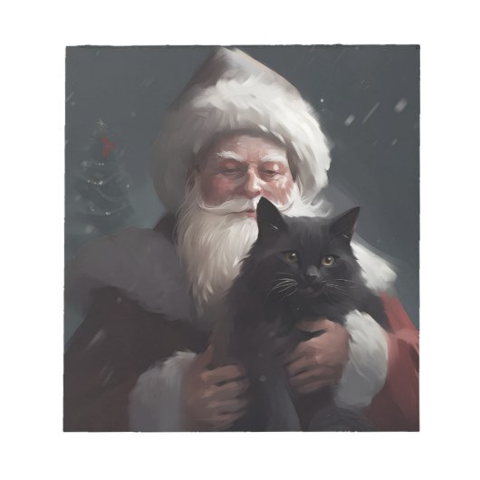タキシード猫とサンタクロースのクリスマス ノートパッド (正面)