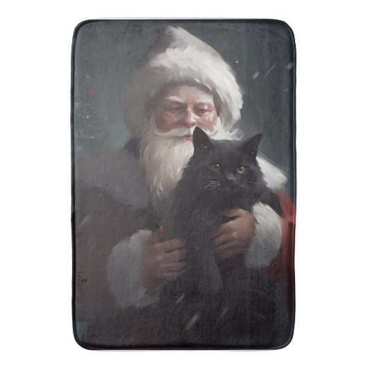 タキシード猫とサンタクロースのクリスマス バスマット (正面縦)