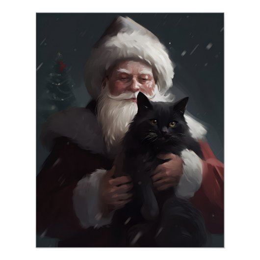 タキシード猫とサンタクロースのクリスマス ポスター (正面)