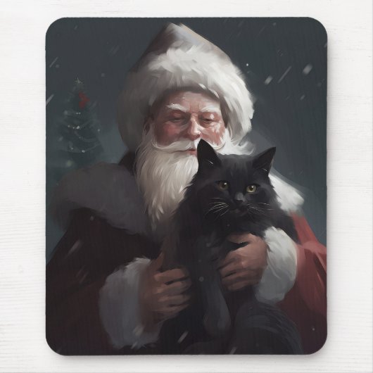 タキシード猫とサンタクロースのクリスマス マウスパッド (正面)