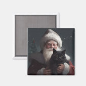 タキシード猫とサンタクロースのクリスマス マグネット (正面/裏面)